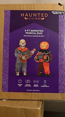 Haunted Living 3' FT Animated Musical Duo Halloween Decoration Pumpkin Skeleton • $129.99