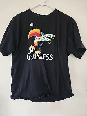 Vintage Guinness Toucan Ireland Black Men's T-Shirt Sz Extra Large Soccer Ball • $25