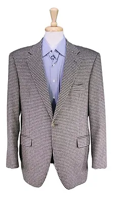 319 Men By Shaw Matte Men Black/Cream Check 100% Cashmere 1-Btn Blazer 44R • $29