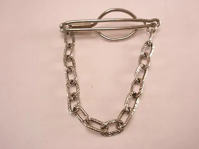 Fancy Cable Chain Silver Tone Vintage Pendant Tie Bar Clip • $27.49