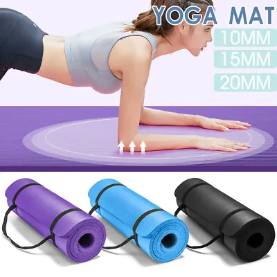 $18.99 • Buy 10/15/20mm Thick Yoga Mat Pad NBR Nonslip Exercise Fitness Pilate Gym Pilates