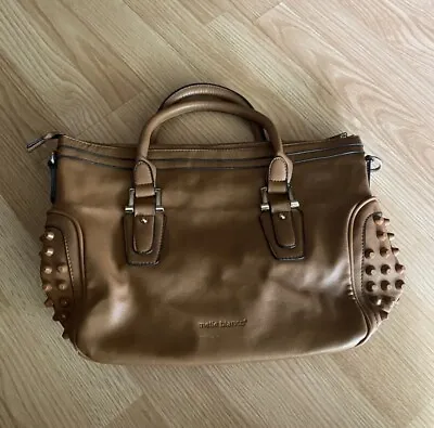 Melie Bianco Tan Leather Satchel Handbag • $38