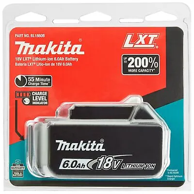 1x  Makita 18 Volt Li-ION 6.0Ah LXT Battery BL1860B Tool Power Battery US NEW • $48