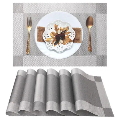 $19.99 • Buy Set Of 6 PVC Place Mats And Coasters Dining Table Placemats Non-Slip Washable Re