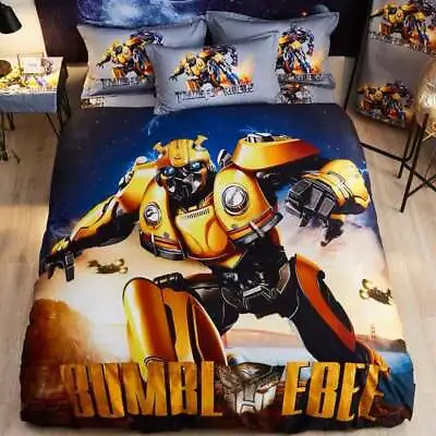 100% Cotton Transformers Bumblebee Protects Us Single Bed Quilt Cover Set • $73.72