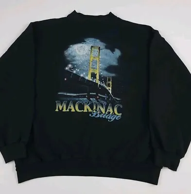 Vintage 90s Mackinac Bridge Multicolor Print Sweatshirt Vtg Michigan USA 1990s  • $26.99