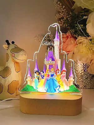 Personalised Disney Princess Nursery Room Decor Lamp Birthday Gift  Table Lamp • $51.99
