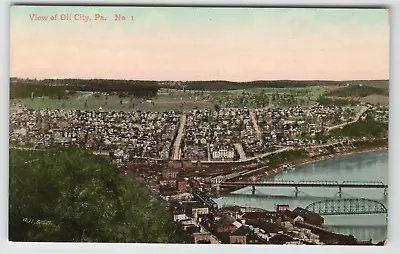 Postcard Vintage Aerial View Of Oil City PA • $4.57