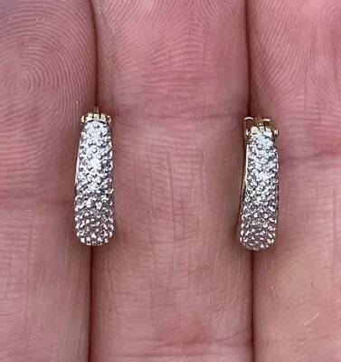 9ct Gold Diamond Hoop Earrings 9k 375 • £12.50