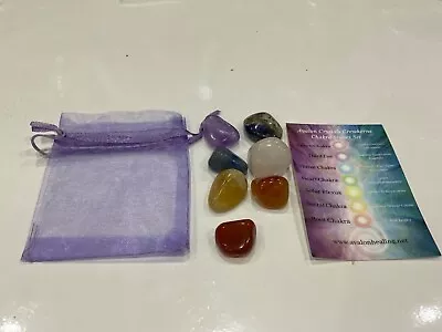 Chakra Crystal Set - Reiki Tumble Stones 💖 Chakra Healing Card 💖 Bag✨ • £3.99