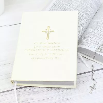 PERSONALISED Holy Bible. Christening Baptism Confirmation Holy Communion Wedding • £17.99