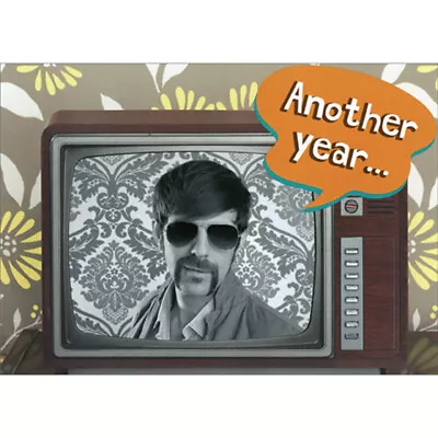 Marian Heath Retro Mustache Man On Television Funny / Humorous Birthday Card • $2.99