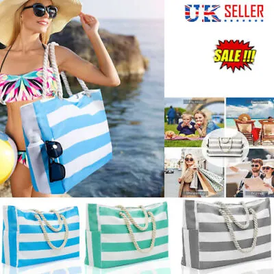 Extra Large Beach Waterproof Bags For Women Tote Bag With Zip For Travel Swim • £6.90