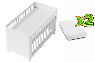 £5.39 • Buy 2-pack Soft Fitted Sheet Jersey Stretchy Cotton Fit Crib/cradle 90x40cm White