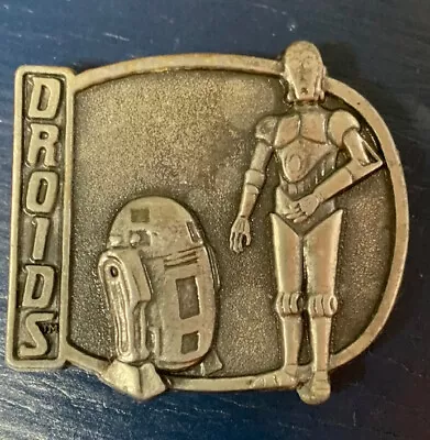 1985 Vintage Star Wars DROIDS Brass Belt Buckle Lucus R2-D2 C-3PO Return Of Jedi • $145