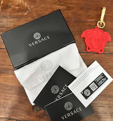 Authentic Versace La Medusa Red Silicone W/Goldtone Charm Keychain SOLD OUT NWB • $170.05