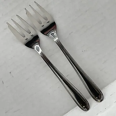 Oneida Mozart 18/10 Pastry Dessert Forks Stainless 6  Glossy Outlined Edges (2) • $5.94