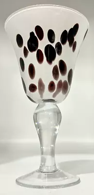 Hand Blown Murano-Style Spot Cased Wine Water Goblet Brown & Purple Pontil Mark • $19.95