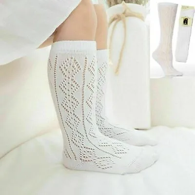£1.99 • Buy Girls White School Socks Knee High Cotton Rich Long Pelerine Traditional