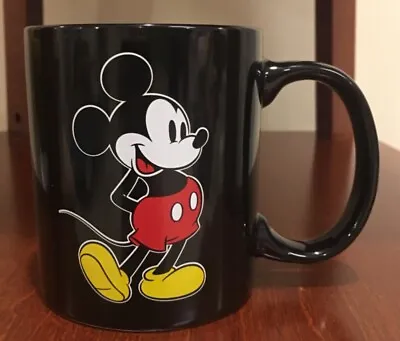 Disney Mickey Mouse Coffee Cup Black Red Mug Original Front And Back • $11.88