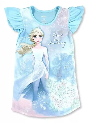 Girls Large 10-12 Disney Frozen Elsa Nightgown Trust The Journey PJ Sleep Shirt • $16.82