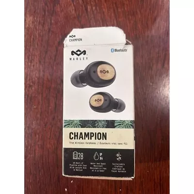 Marley Earbuds Champion Water And Sweat Resistant - Black / Bamboo • $60