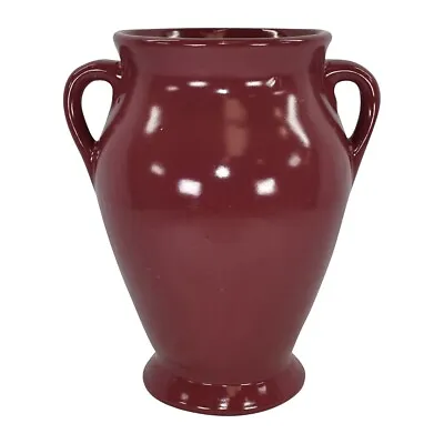 $198.45 • Buy Zanesville Stoneware Pottery 1930s Vintage Arts And Crafts Maroon Handled Vase