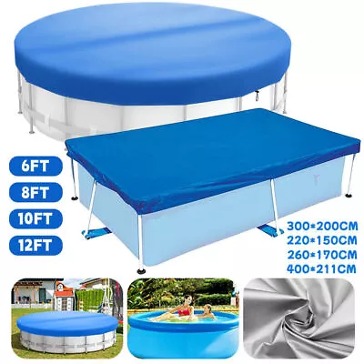 New Rectangular/Round Outdoor Swimming Pool Cover Family Paddling Pool Tarpaulin • £24.17