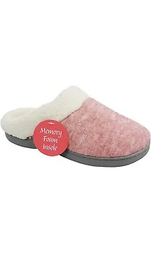 £9.99 • Buy Pink Slippers Mules Memory Foam Clogs Warm Soft Slip On Cosy Cushioned 7/8 Size