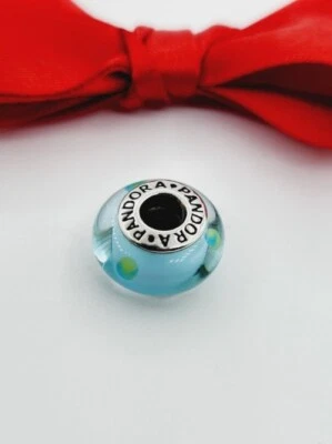 $30 • Buy As New Genuine Pandora Charm 790605 Green Leaves Murano Glass Bead Retired