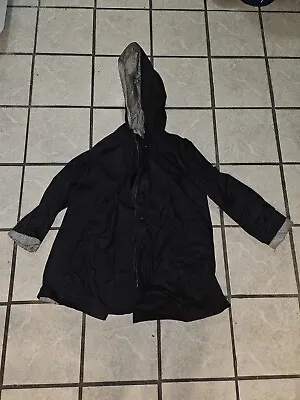 Women's Regent Park Black Raincoat Size XL Vintage Trench Coat W Hood Checkered • $19.99