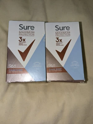 £11.45 • Buy 2 X Sure Maximum Protection Clean Scent 96h Protection Anti-perspirant