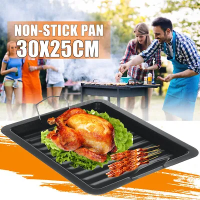 £7.88 • Buy BBQ Frying Pan Hob Steel Plate Tray Grill Skillet Griddle Cookware Non-Stick UK