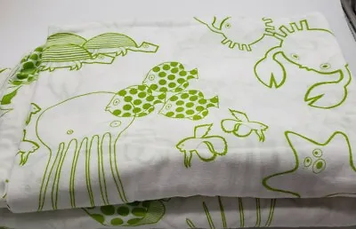 Ikea Twin Duvet Cover And Shams Lime Green Sea Creatures Kids Cute • £22.07
