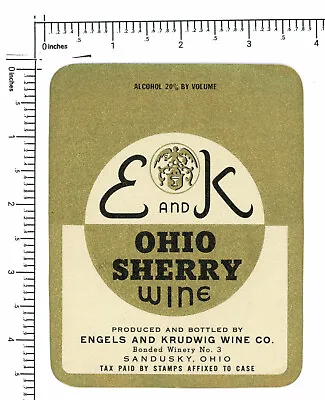 Vintage Wine Label E&K Sherry Wine Sandusky Ohio -9241 • $4.47