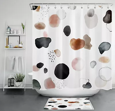 Geometric Patterns Watercolor Abstract Shower Curtain Bathroom Accessories Set • $10.99