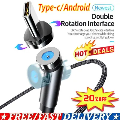 Magnetic Fast Charger Cable 360°+180° Micro USB For Android Type C Charging • $1.25