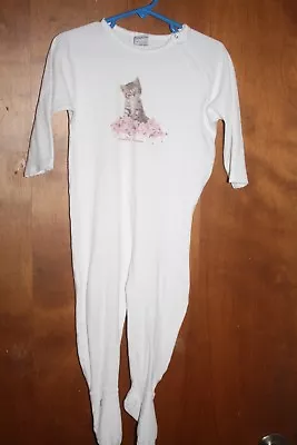 CUTE WHITE LONG SLEEVE LONG PANTS BABY GIRL Kitty ONE-PIECE SIZE 18-24 MONTHS • $6