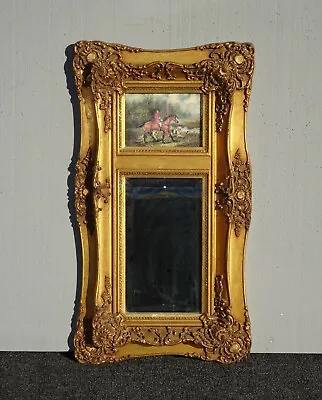 Vintage French Rococo Gold Wall Mirror Trumeau Picture Horse Signed G Wright • $795
