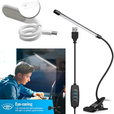 £7.21 • Buy USB Clip On Desk Lamp Flexible Clamp Reading Light LED Bed Table Bedside Night