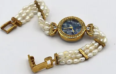 Rare Vintage Lucoral Women’s Watch | Blue Marble Effect Dial & Gemstones. Works! • $175