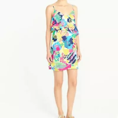 J. Crew Printed Colorful Ruffle Front Cami Dress • $28