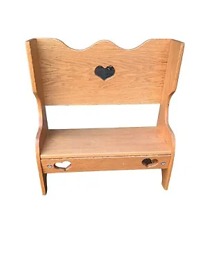 Vintage Hand Made Solid Wood Heart Country Farm Toddler /kids Small Brown Bench • $119.99