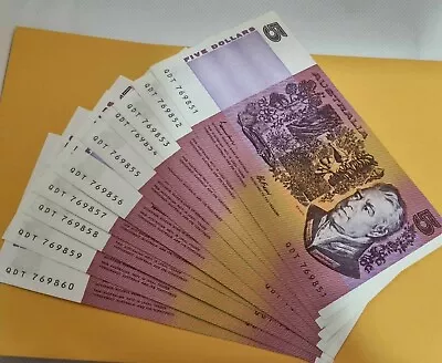 10 X Australia $5 Australia Paper Bank Note -Johnstone Fraser/ In Sequence • $150