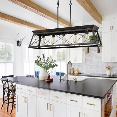 5-Light Linear Ceiling Lamp Rectangular Chandelier Industrial Pendant Fixtures • $108.98