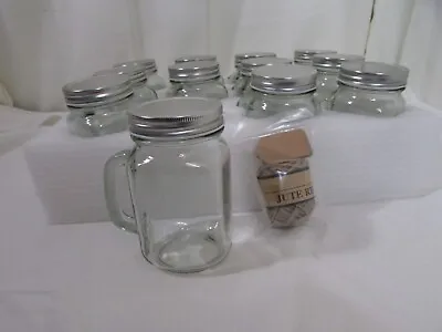 Mason Jar Mugs W/ Handles Drinking Glasses Set Of 12 With Lids 16oz • $44.10