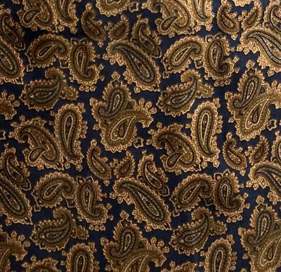 Blue Brown Paisley Silk Ascot Cravat Italy • $32.99