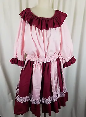 Vintage Handmade Square Dance Dress 2 Pc Skirt Blouse Top Set Outfit Womens XL • $67.19