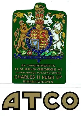 ATCO Vintage Mower GEORGE VI Coat Of Arms Repro Decal • $12