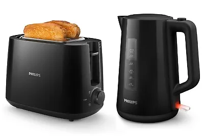 £139.99 • Buy Black Philips Matching Breakfast Set Electric Jug Kettle And 2 Slot Toaster SALE
